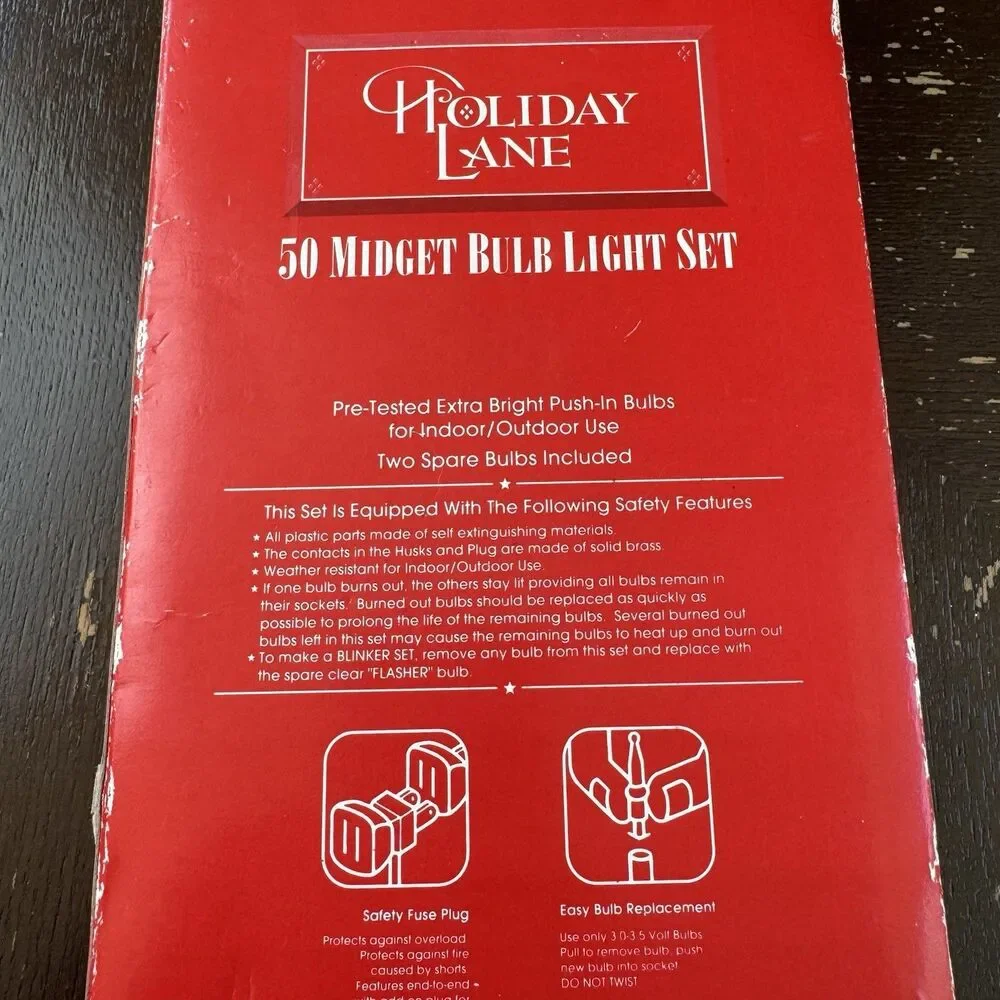 Vintage Christmas Lights 1995 Holiday Lane 50 Midget Bulb Set Unused Tested